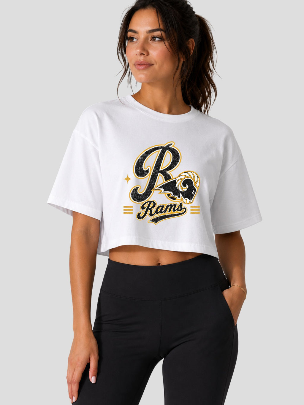 SEP Retro Black & Yellow Rams Women's Jersey Crop Tee