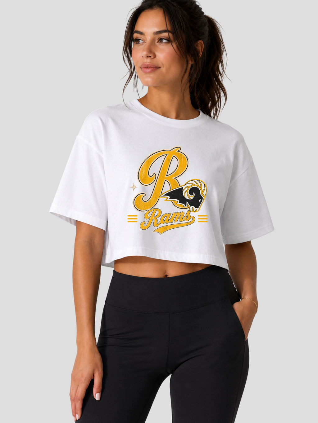 SEP Retro Yellow Rams Women's Jersey Crop Tee