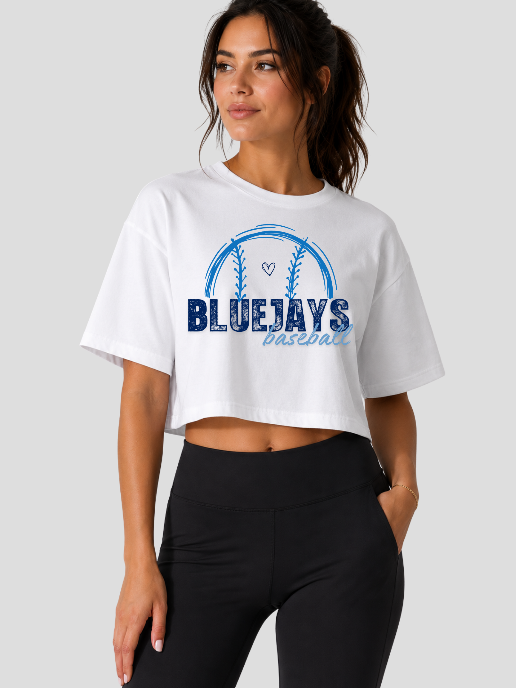 Bondurant Bluejays Baseball Heart Women's Jersey Crop Tee