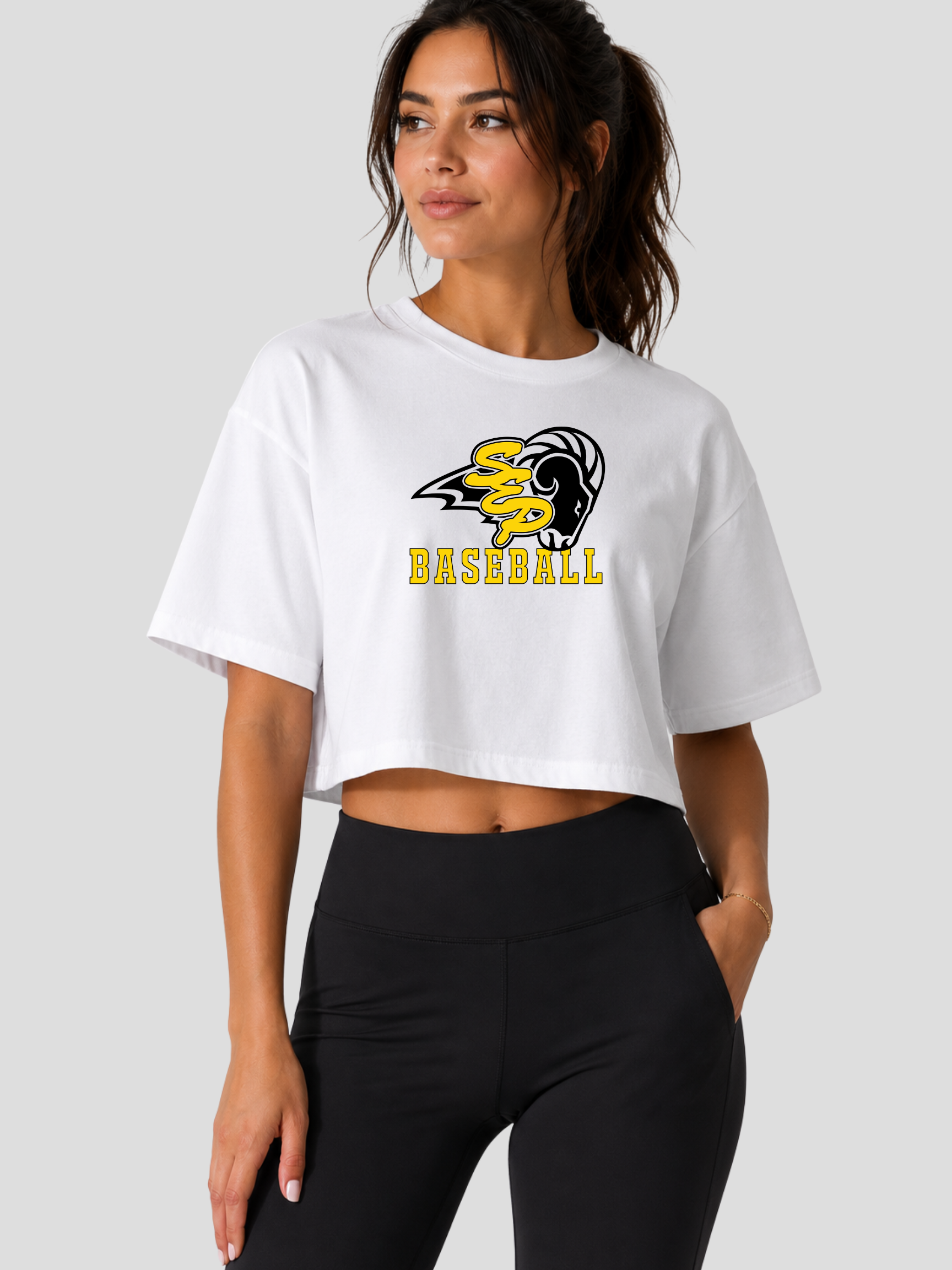 SEP Rams Baseball Logo Women's Jersey Crop Tee