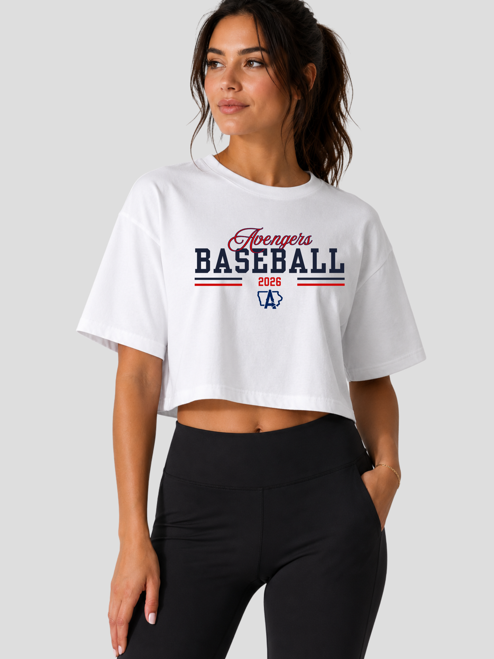 Des Moines Avengers Baseball Women's Jersey Crop Tee