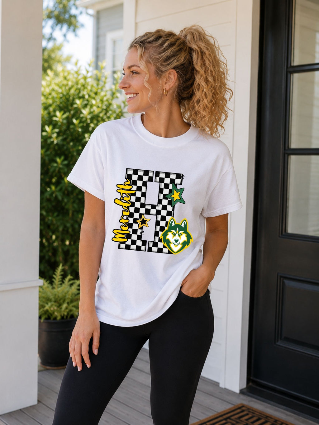 Meredith Huskies Preppy Varsity Letter Unisex Cotton Tee