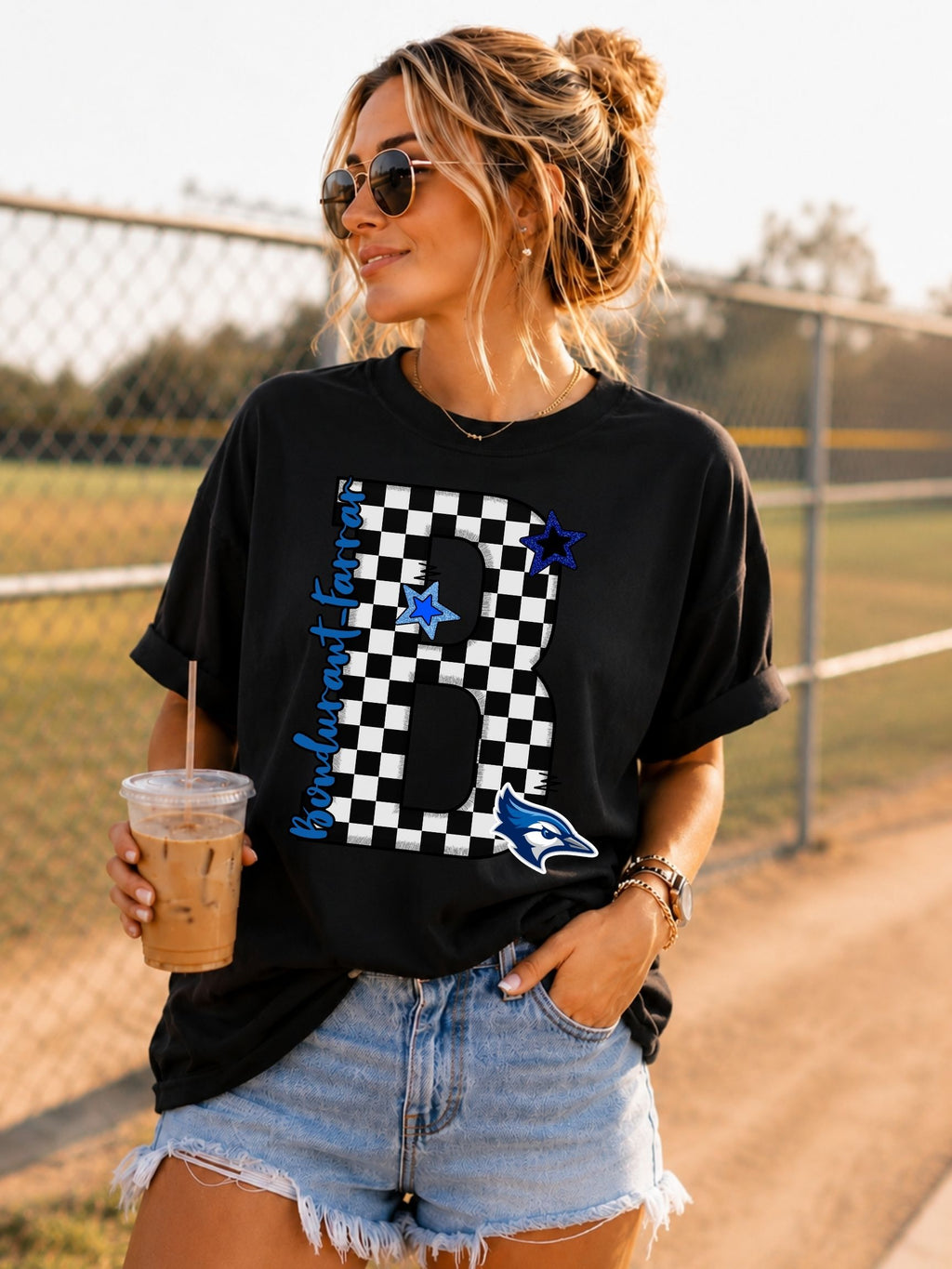 Bondurant-Farrar Bluejays Preppy Varsity Letter Unisex Cotton Tee