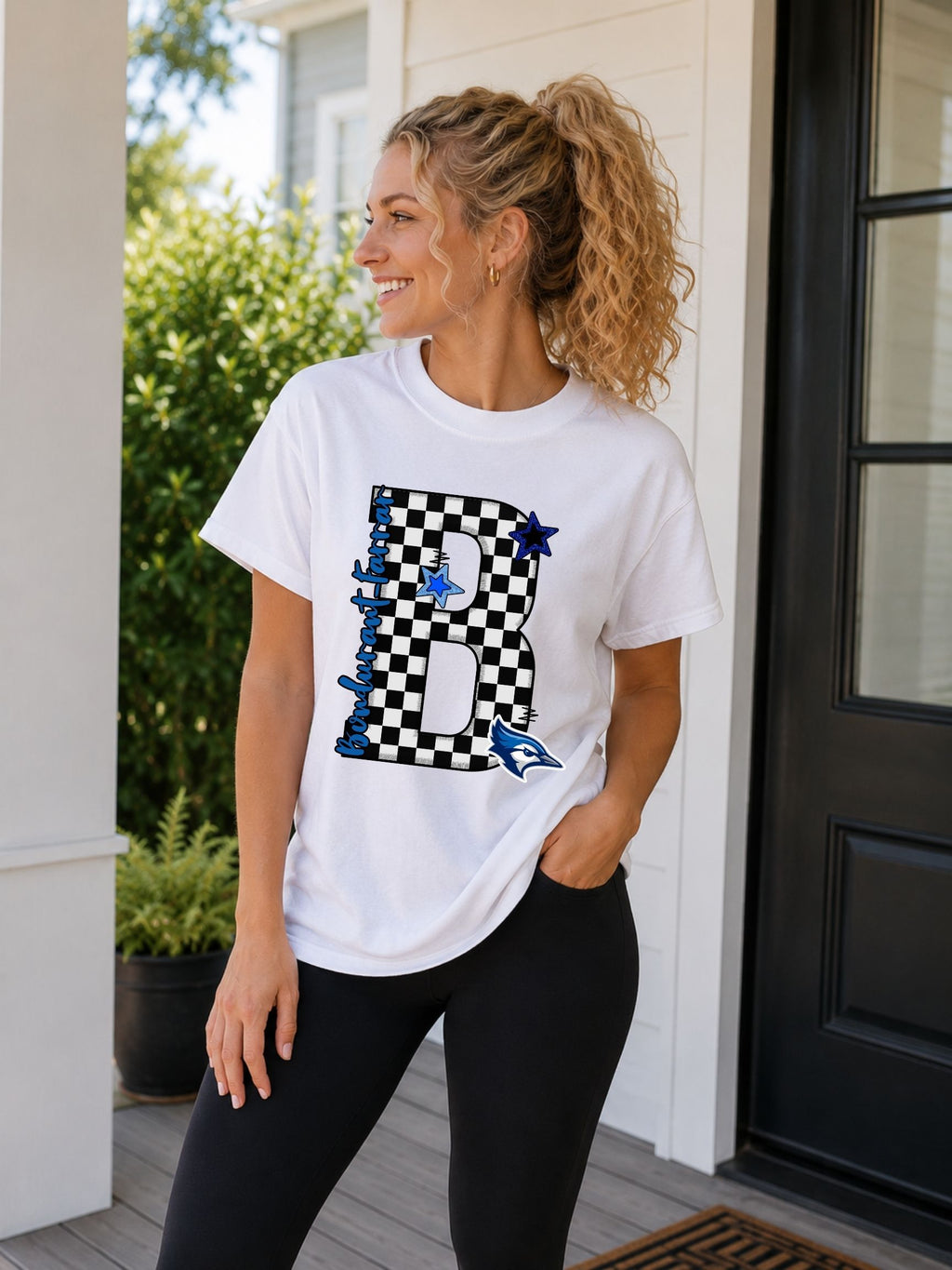 Bondurant-Farrar Bluejays Preppy Varsity Letter Unisex Cotton Tee