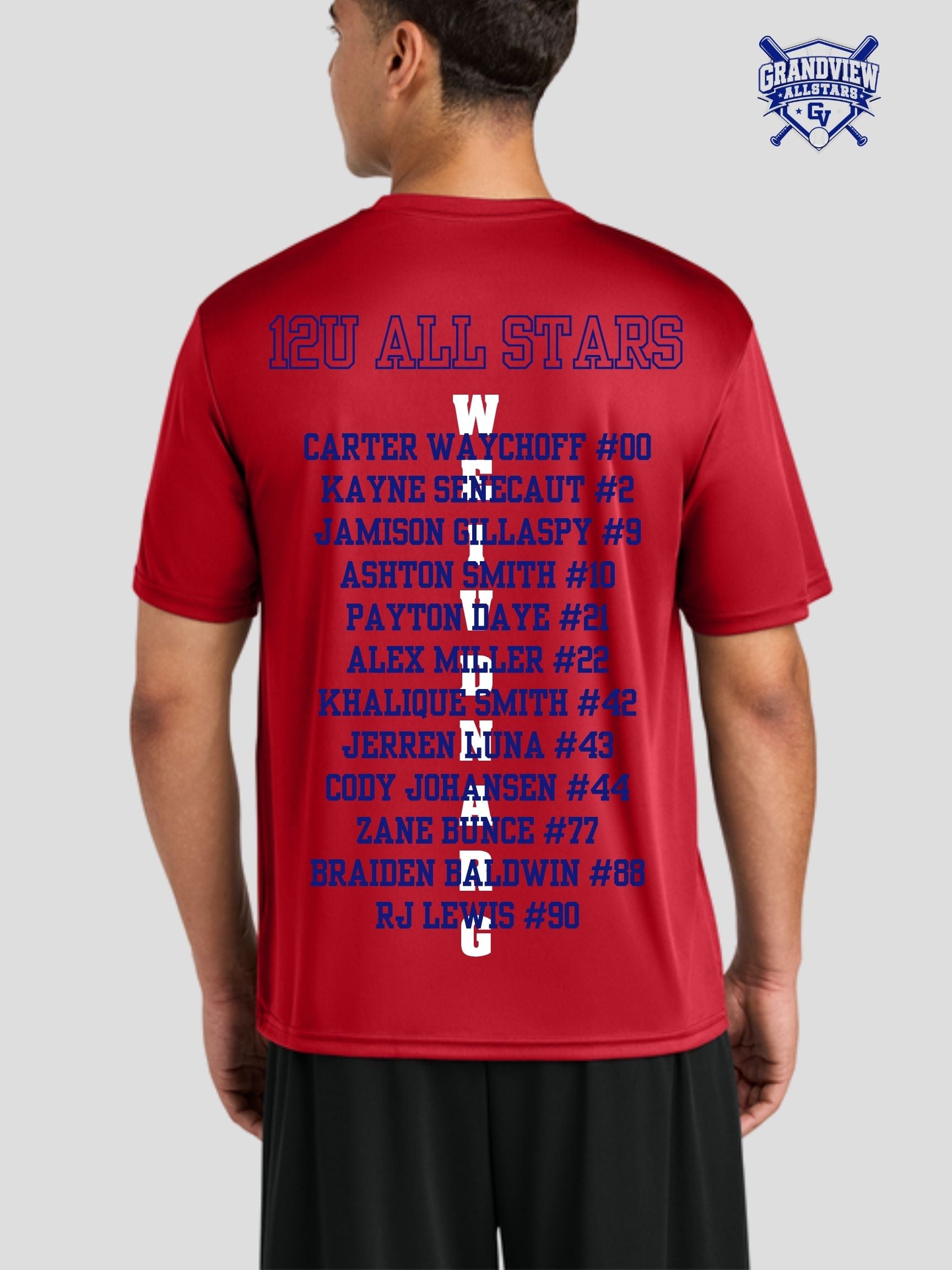 Grandview Little League 12U All Stars Cooling Performance Tee, Red