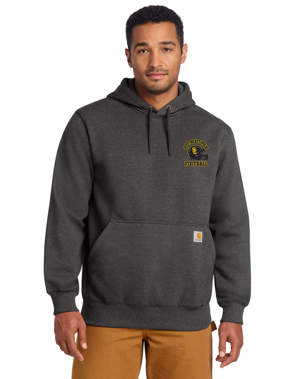 Southeast Polk Rams Football Pocket Logo Carhartt® Rain Defender® Paxton Heavyweight Hooded Sweatshirt