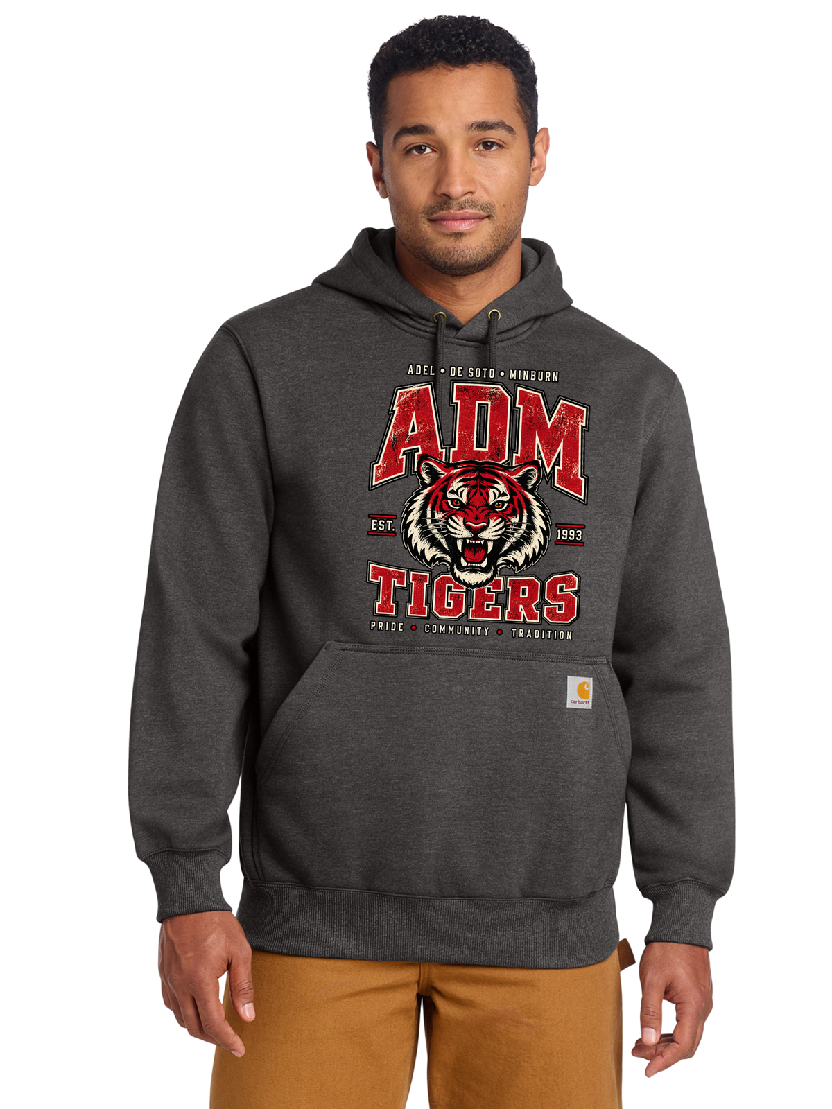 ADM Tigers Pocket Logo Carhartt® Rain Defender® Paxton Heavyweight Hooded Sweatshirt