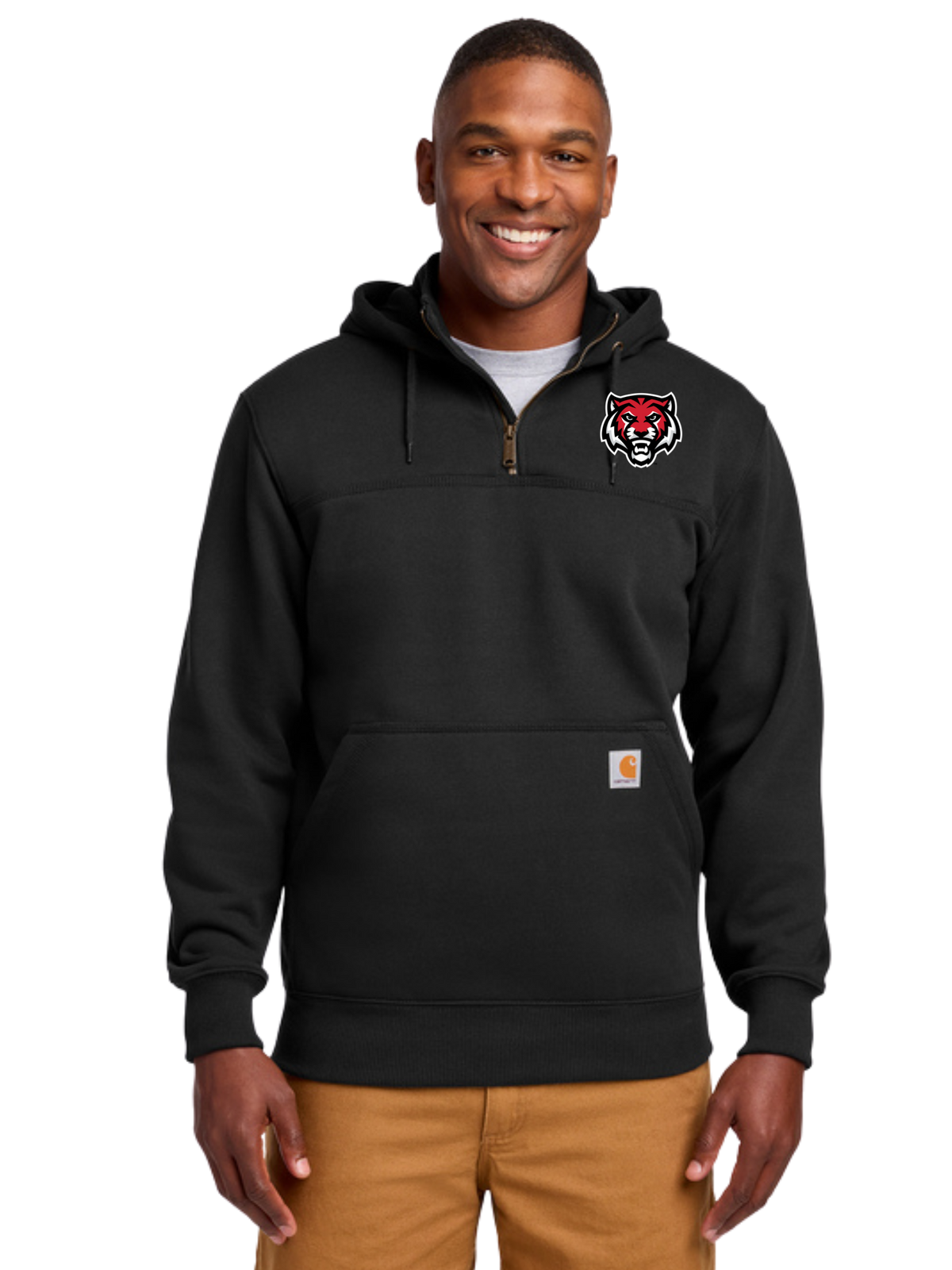 ADM Tigers  Pocket Logo Carhartt® Rain Defender® Paxton Heavyweight Hooded Zip Mock Sweatshirt