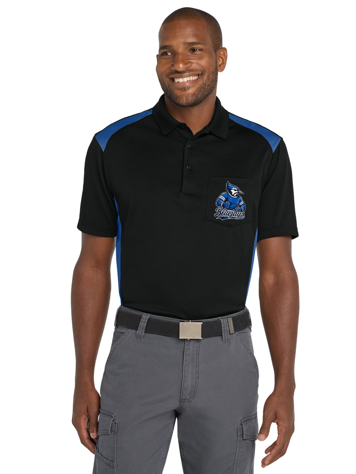 Vintage Blujays Snag-Proof Two Way Colorblock Pocket Polo