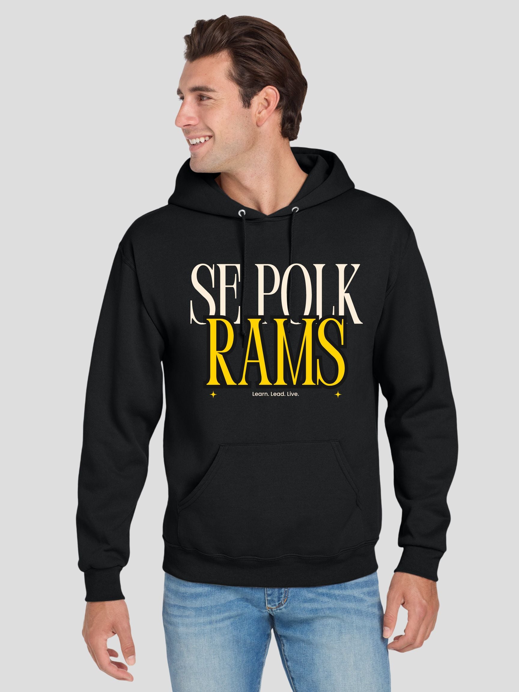 Southeast Polk Rams Learn. Lead. Live.  Unisex NuBlend® Hooded Sweatshirt