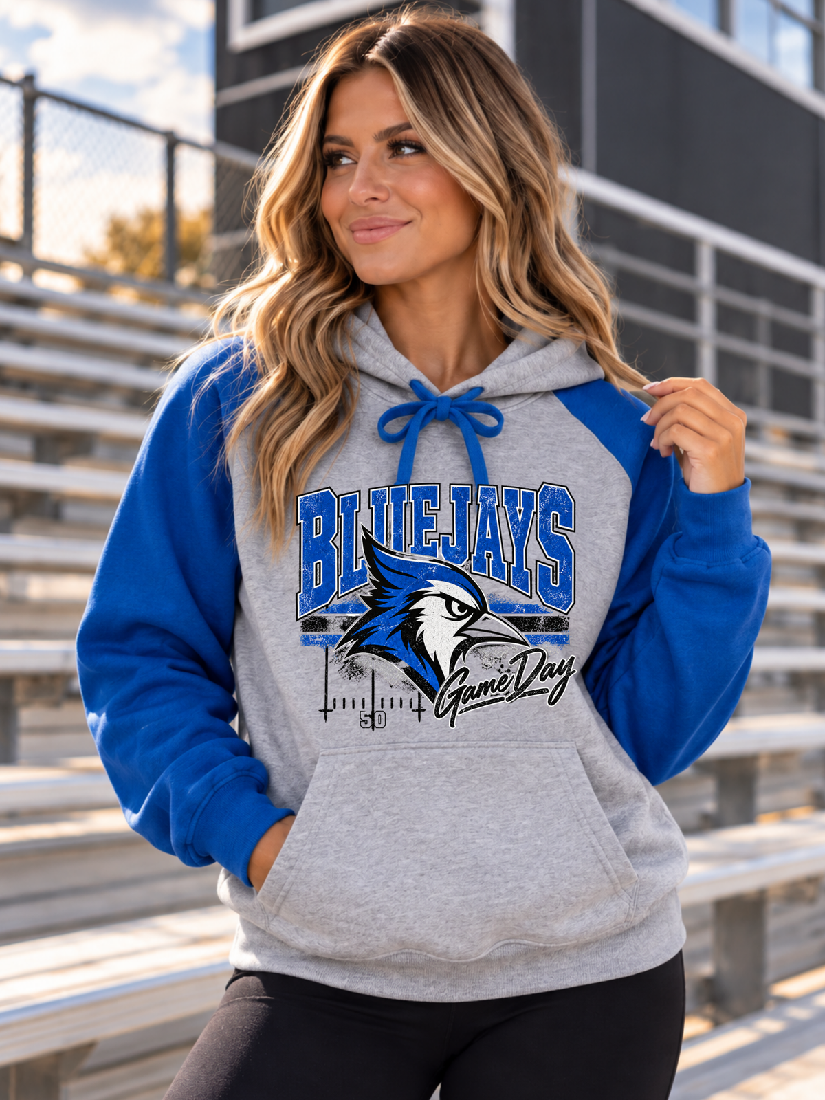 Bluejay Game Day Varsity Colorblock Hooded Sweatshirt