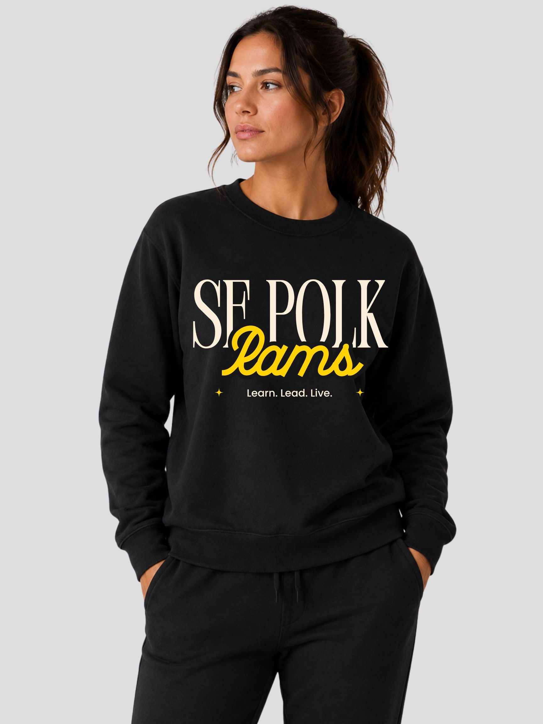 Southeast Polk Rams Learn. Lead. Live. Unisex Cotton Crewneck Sweatshirt