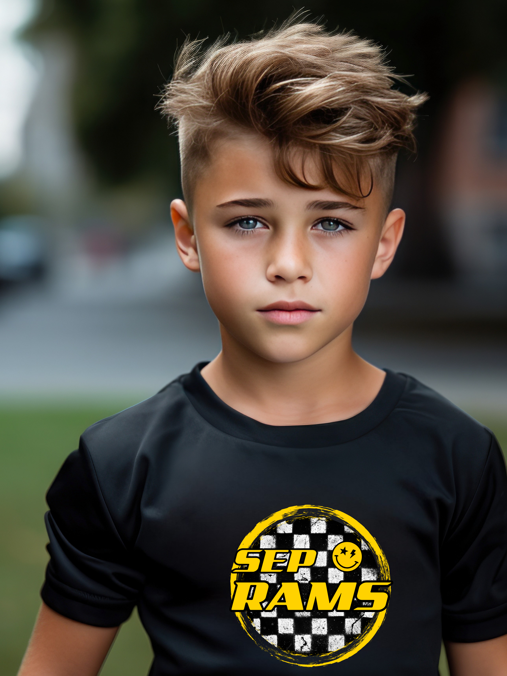 SEP Rams Checkered Smiley Youth Unisex Cotton Tee