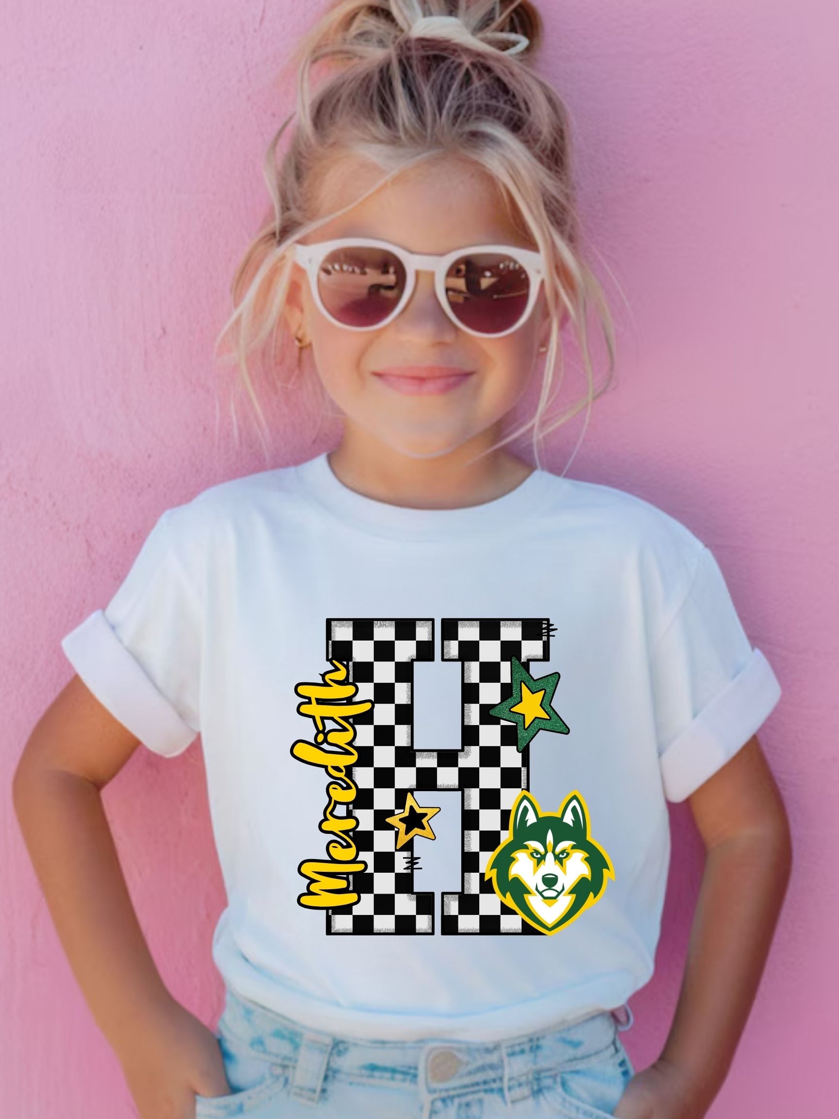 Meredith Huskies YOUTH Preppy Varsity Letter Cotton Tee