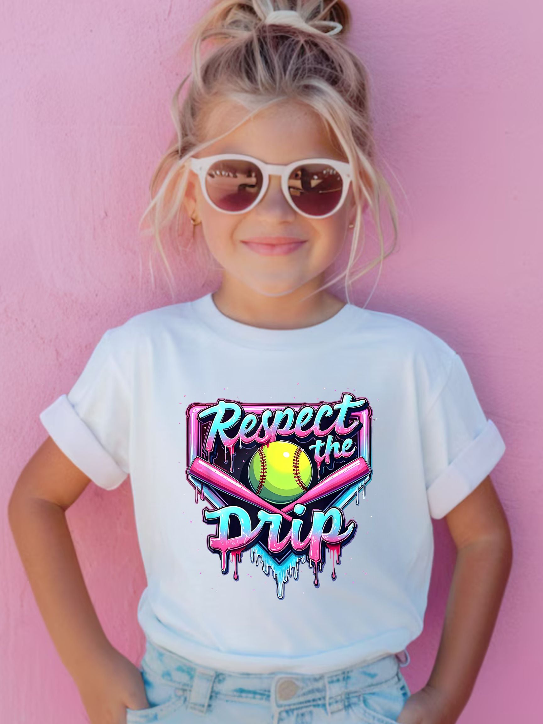 Softball Respect The Drip Youth Cotton Tee