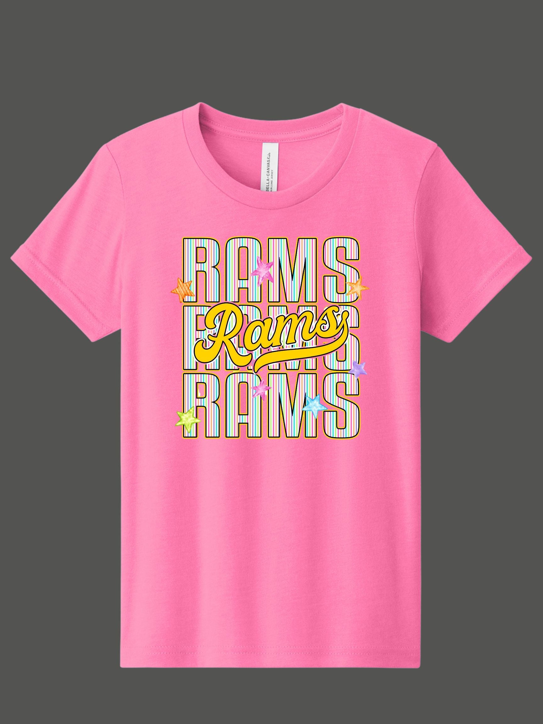 SEP YOUTH  Neon Striped Rams School Spirit Tee
