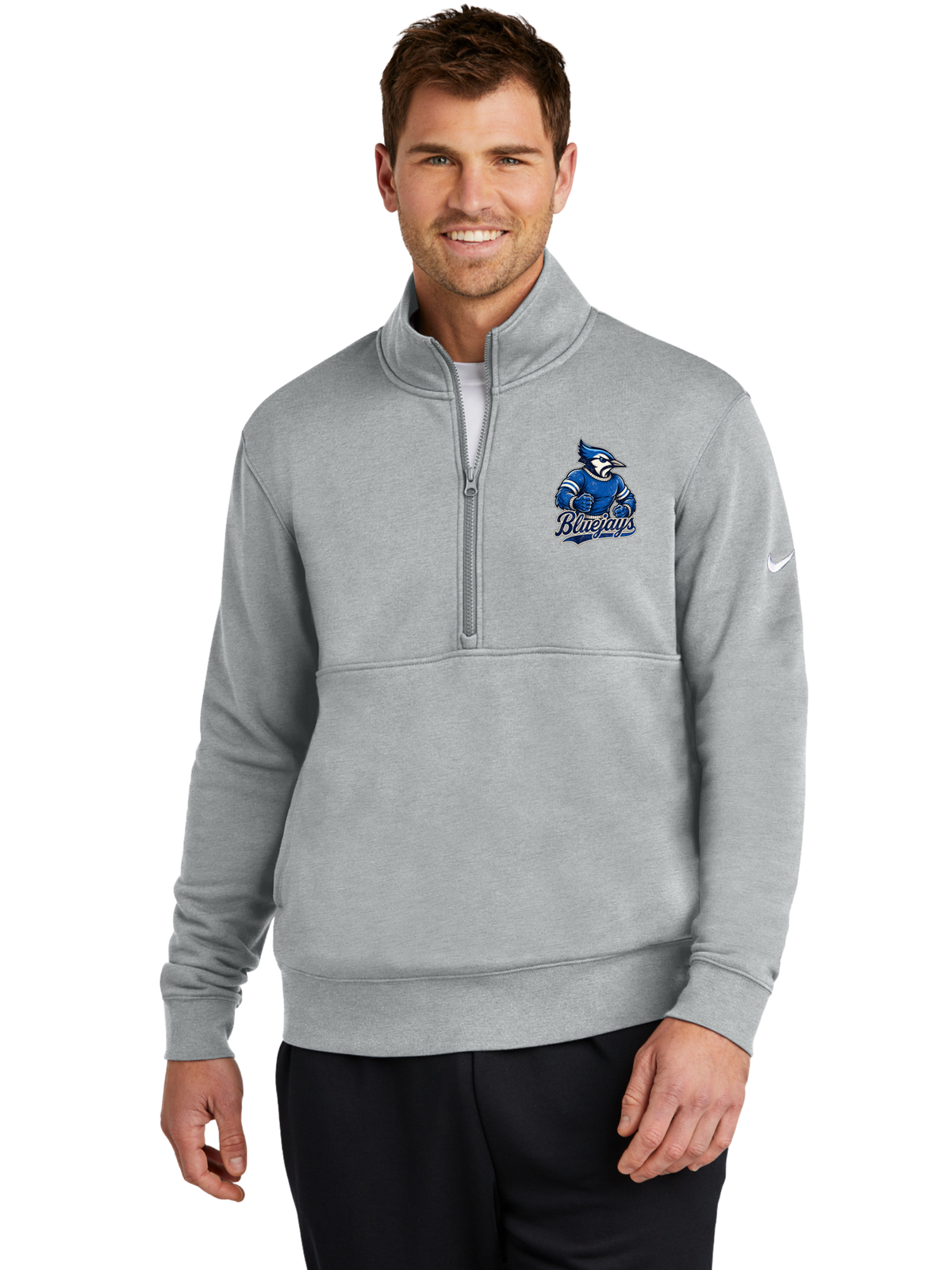 Bluejays Vintage Pocket Logo Nike Club Fleece Sleeve Swoosh 1/2-Zip