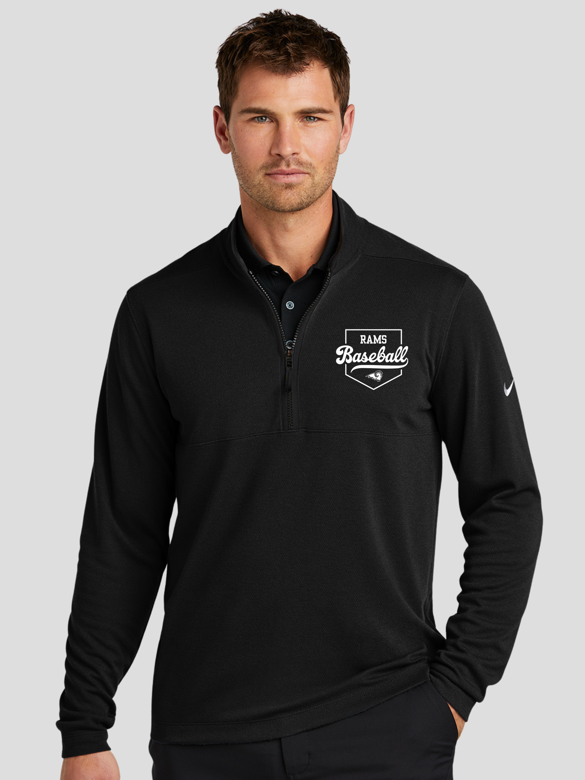 Southeast Polk Rams Baseball Pocket Logo Nike Textured 1/2-Zip Cover-Up