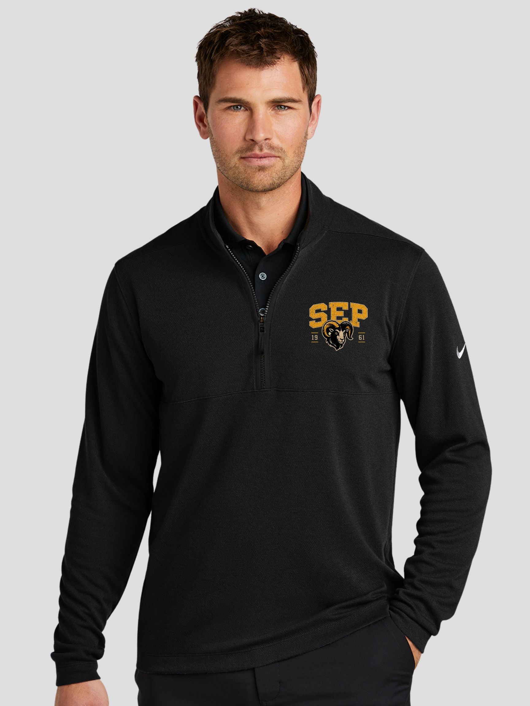 SEP Rams Retro Block Mascot Nike Textured 1/2-Zip Cover-Up