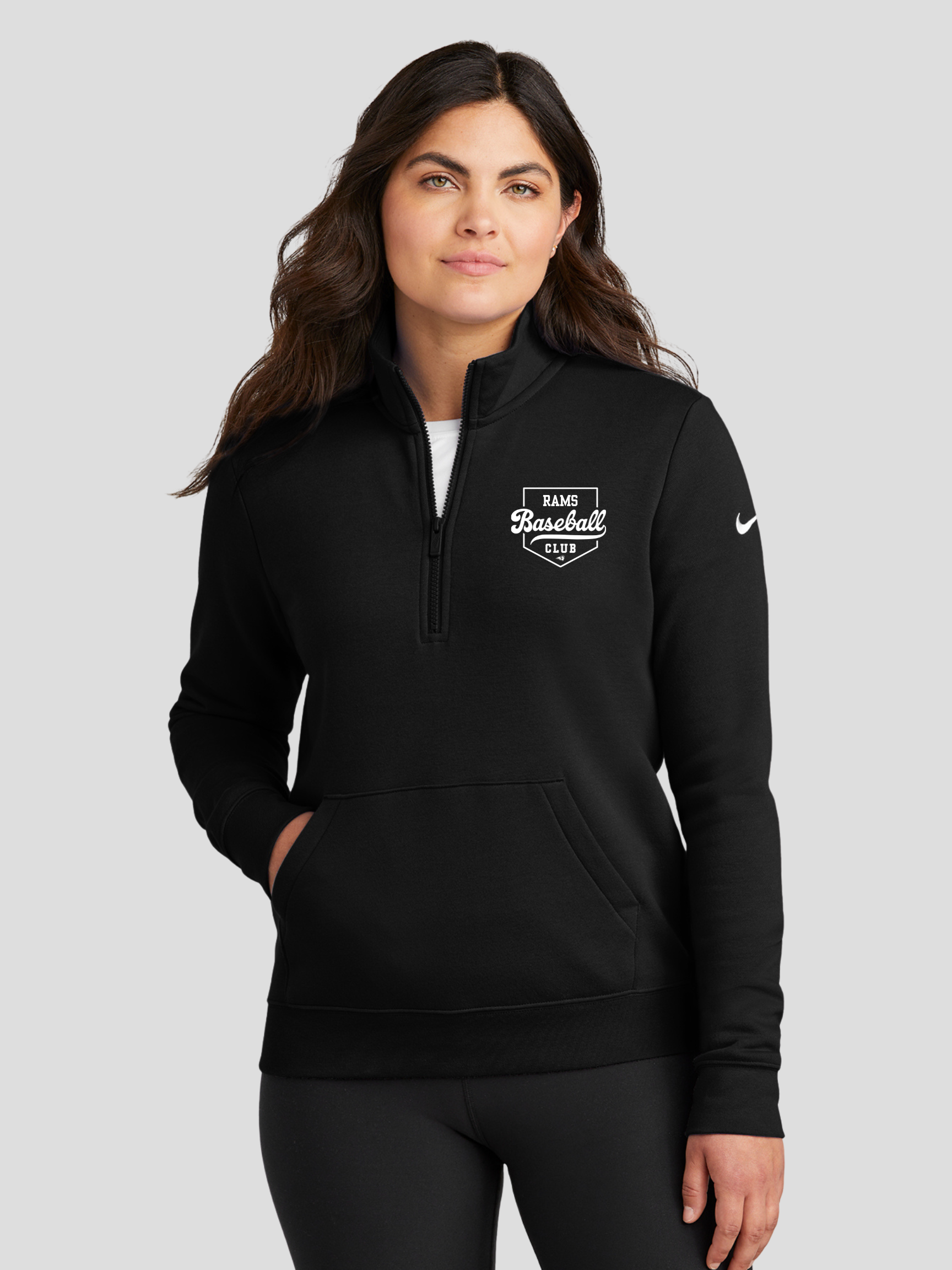 Southeast Polk Rams Baseball Club Nike Women's Club Fleece Sleeve Swoosh 1/2-Zip
