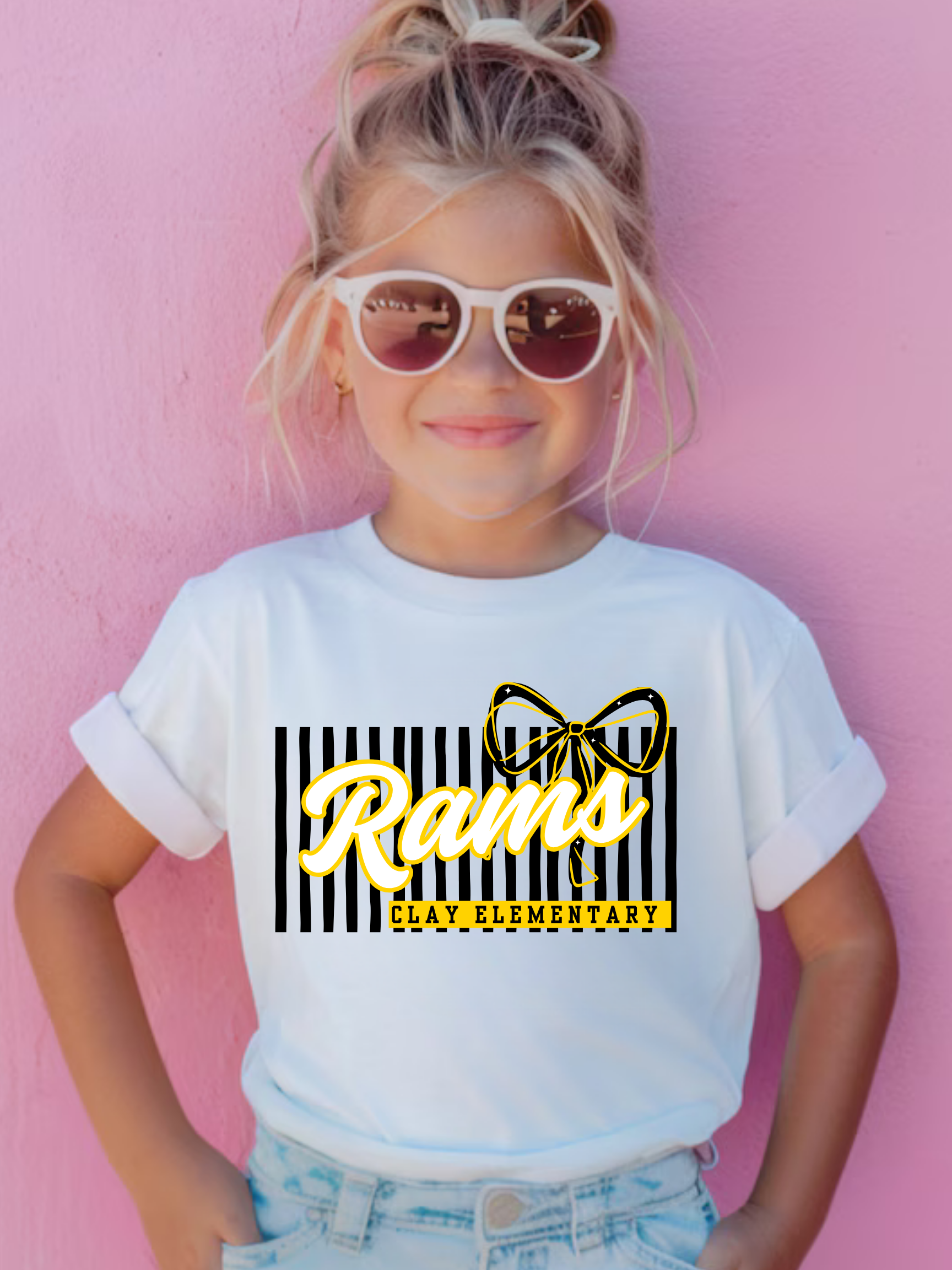 SEP Elementary School Bows & Stripes Tee- All schools listed