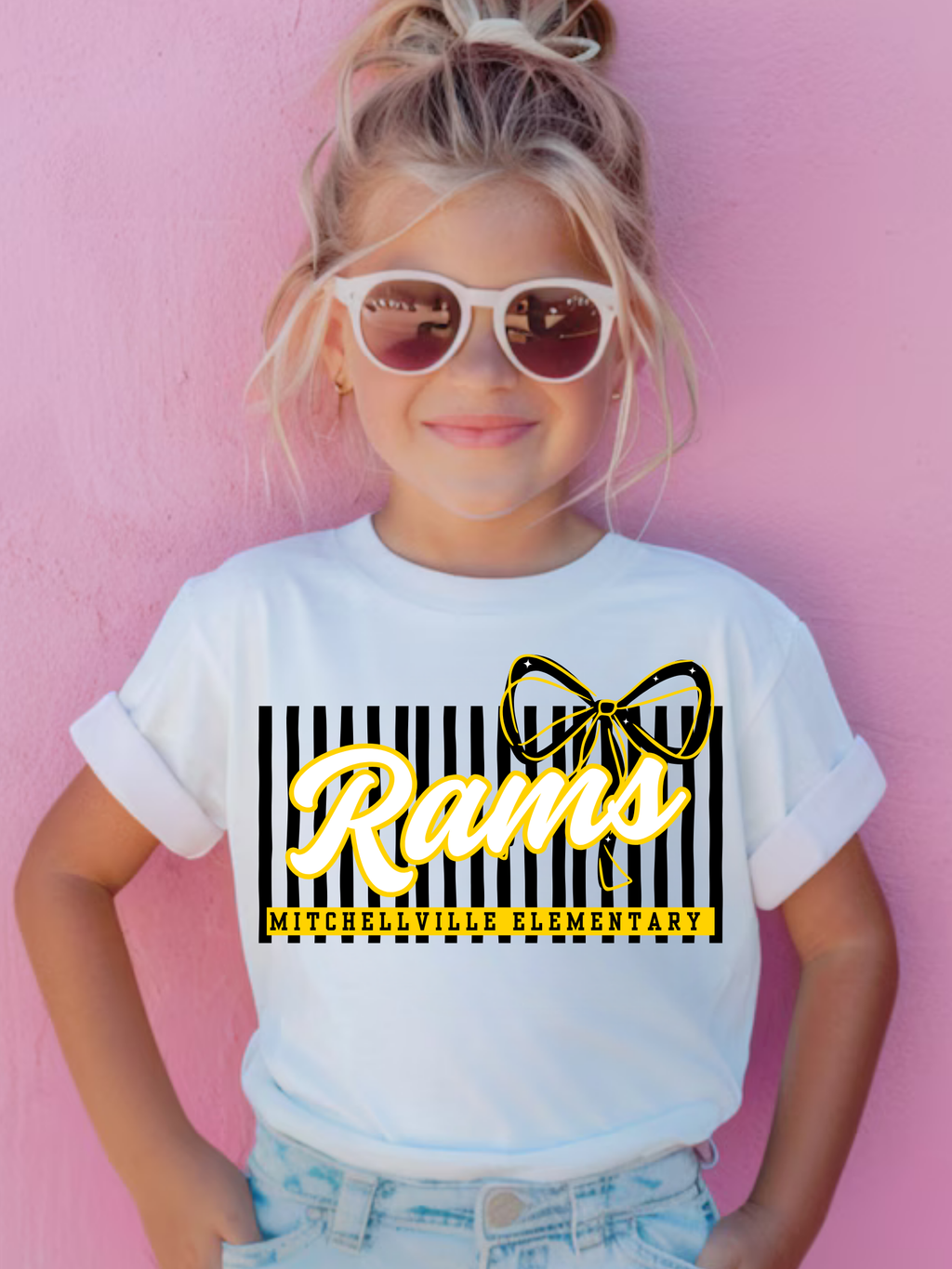 SEP Elementary School Bows & Stripes Tee- All schools listed
