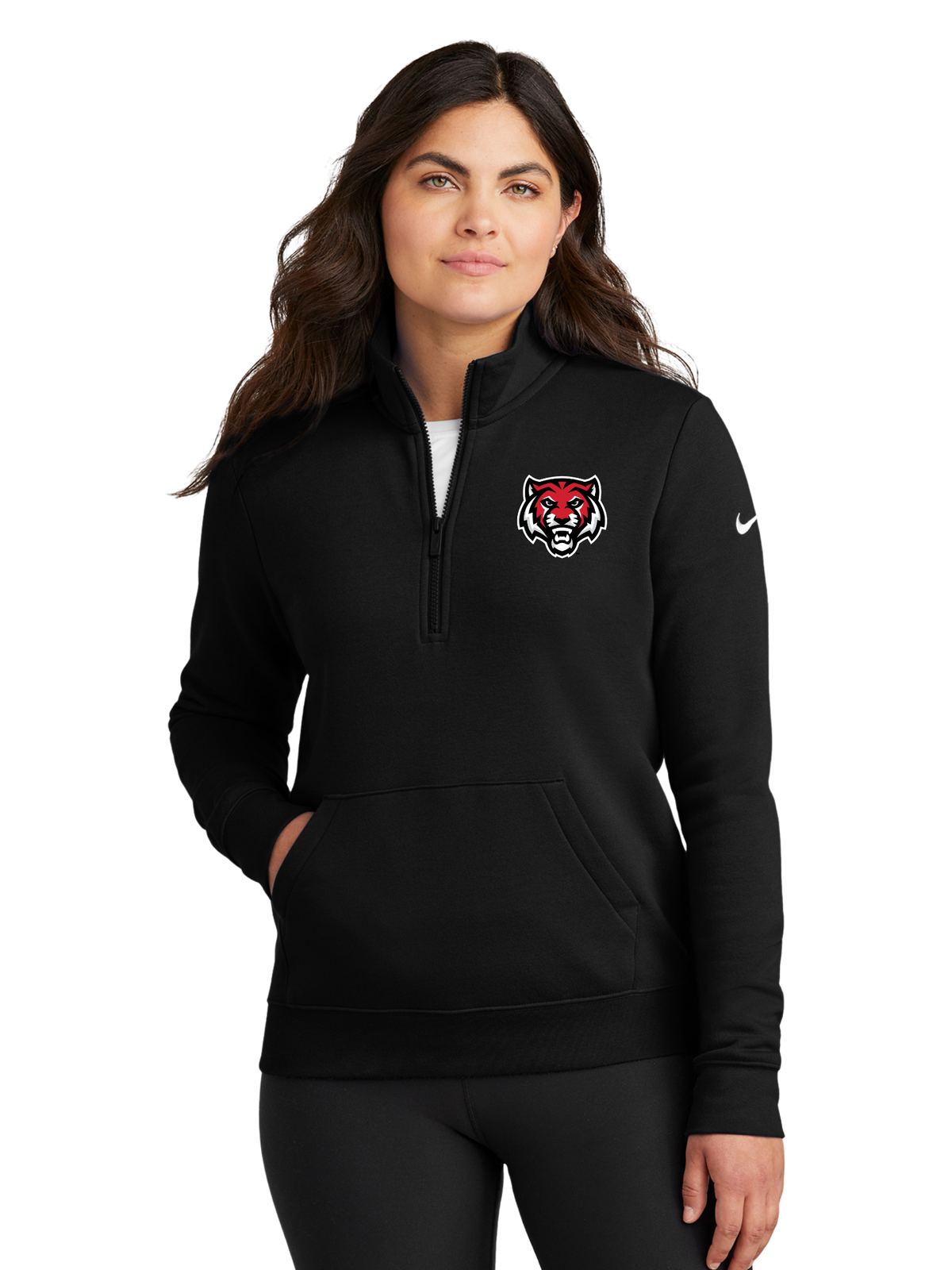 ADM Tigers Nike Women's Club Fleece Sleeve Swoosh 1/2-Zip