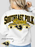 Southeast Polk Stars Large Back Design w/ Ram Logo Pocket Crewneck