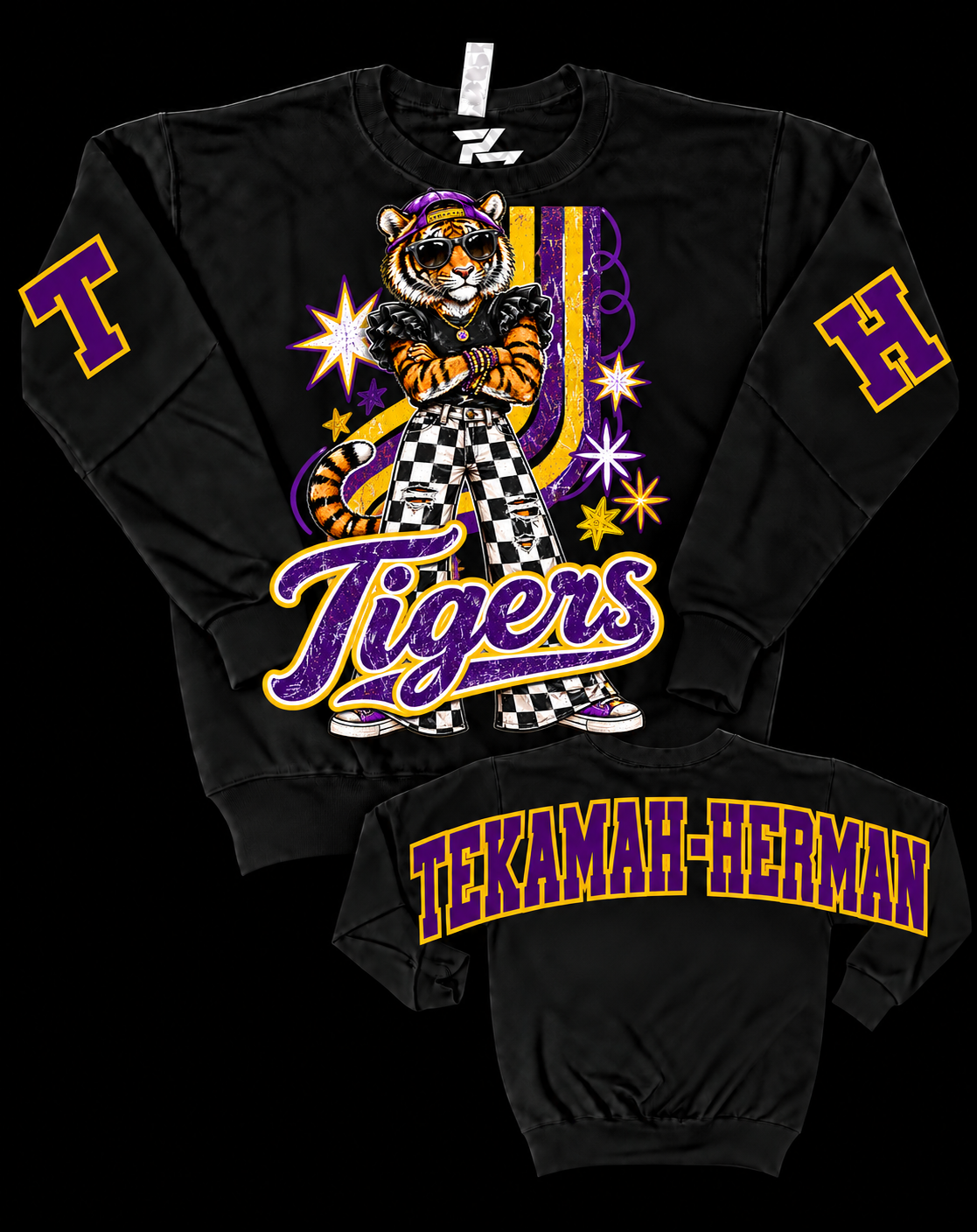 Tekamah-Herman Tigers Retro Rebel Full Sleeve Crewneck Sweatshirt