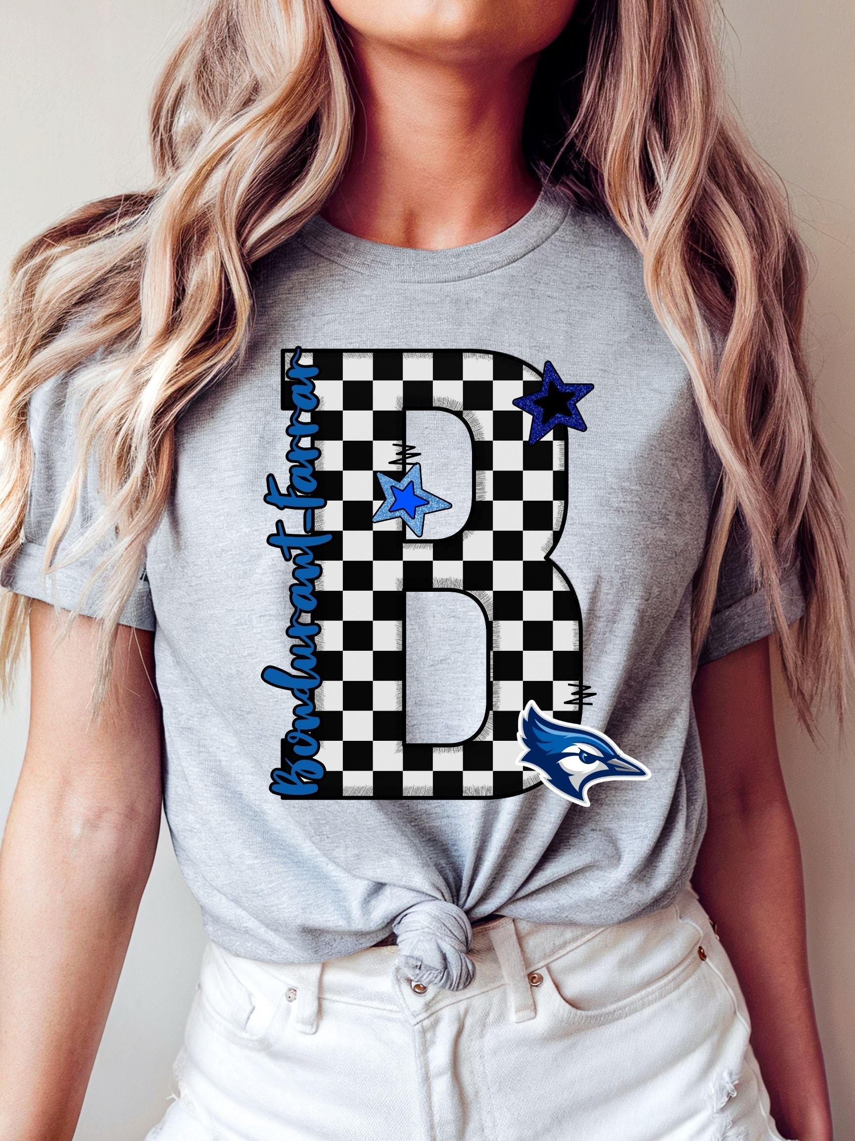 Bondurant-Farrar Bluejays Preppy Varsity Letter Unisex Cotton Tee