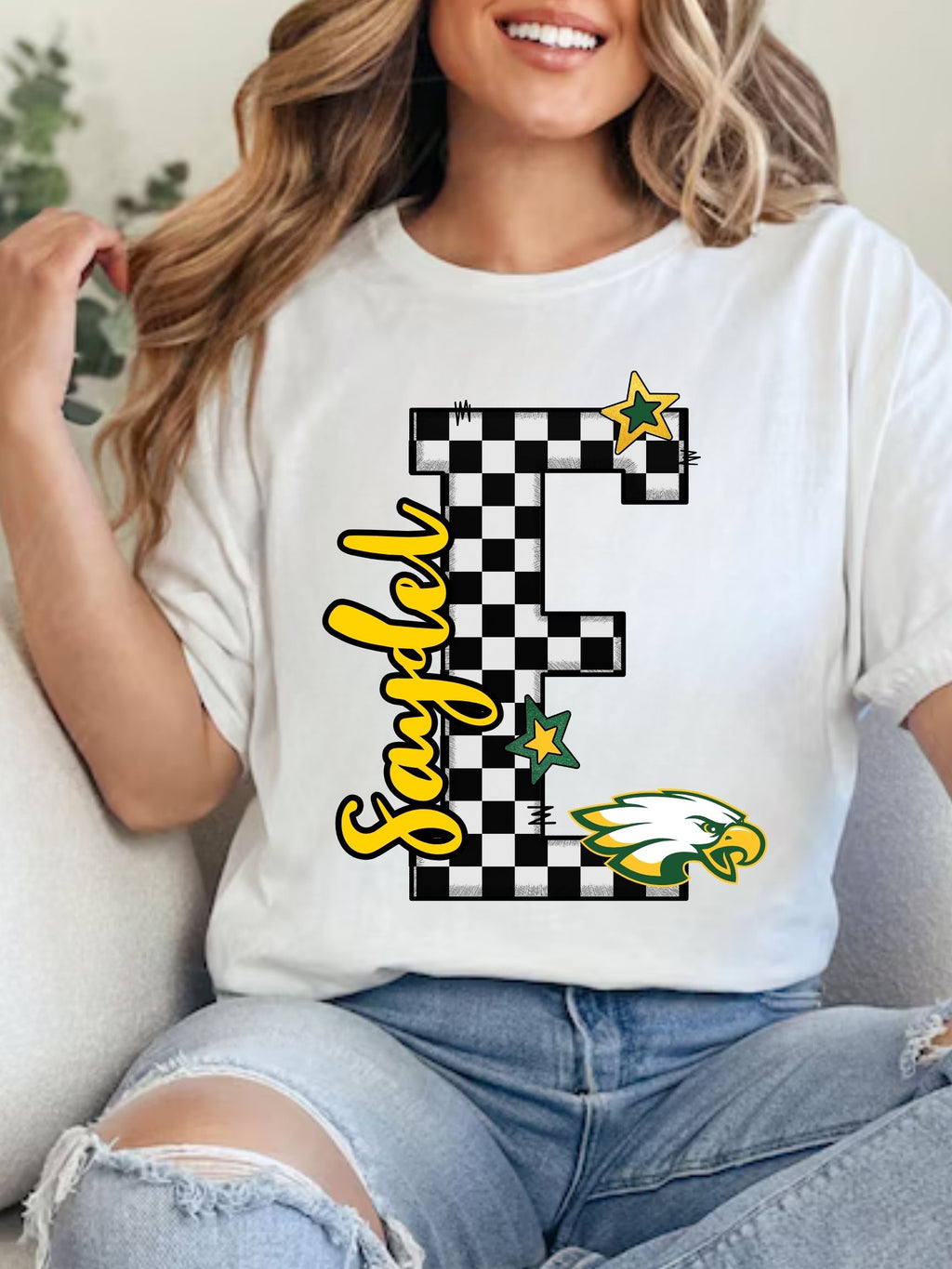 Saydel Eagles Preppy Varsity Letter Unisex Cotton Tee