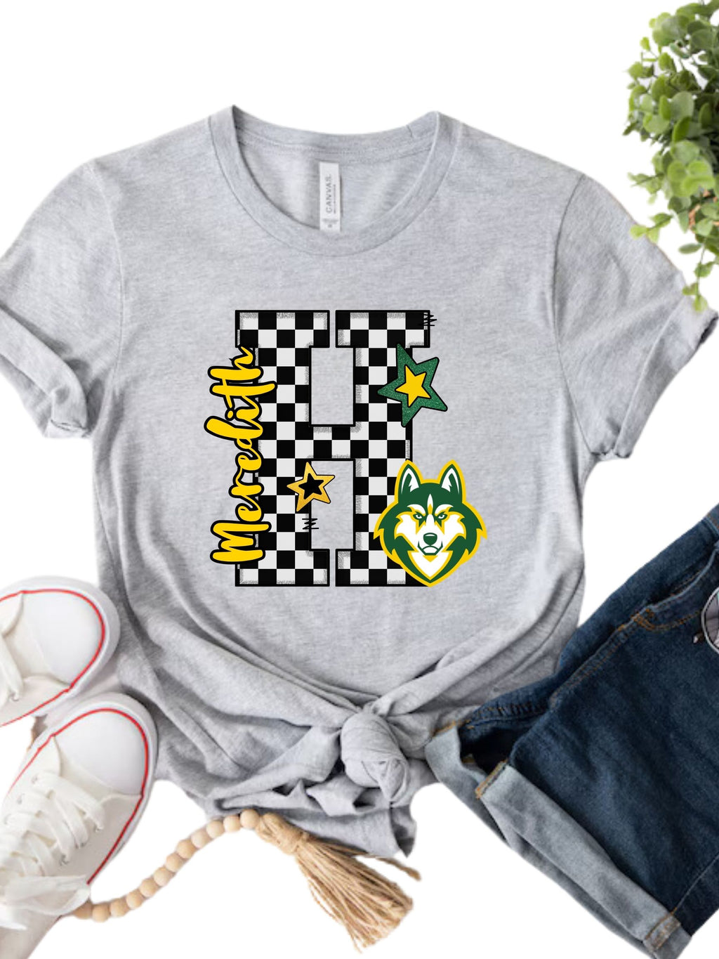Meredith Huskies Preppy Varsity Letter Unisex Cotton Tee