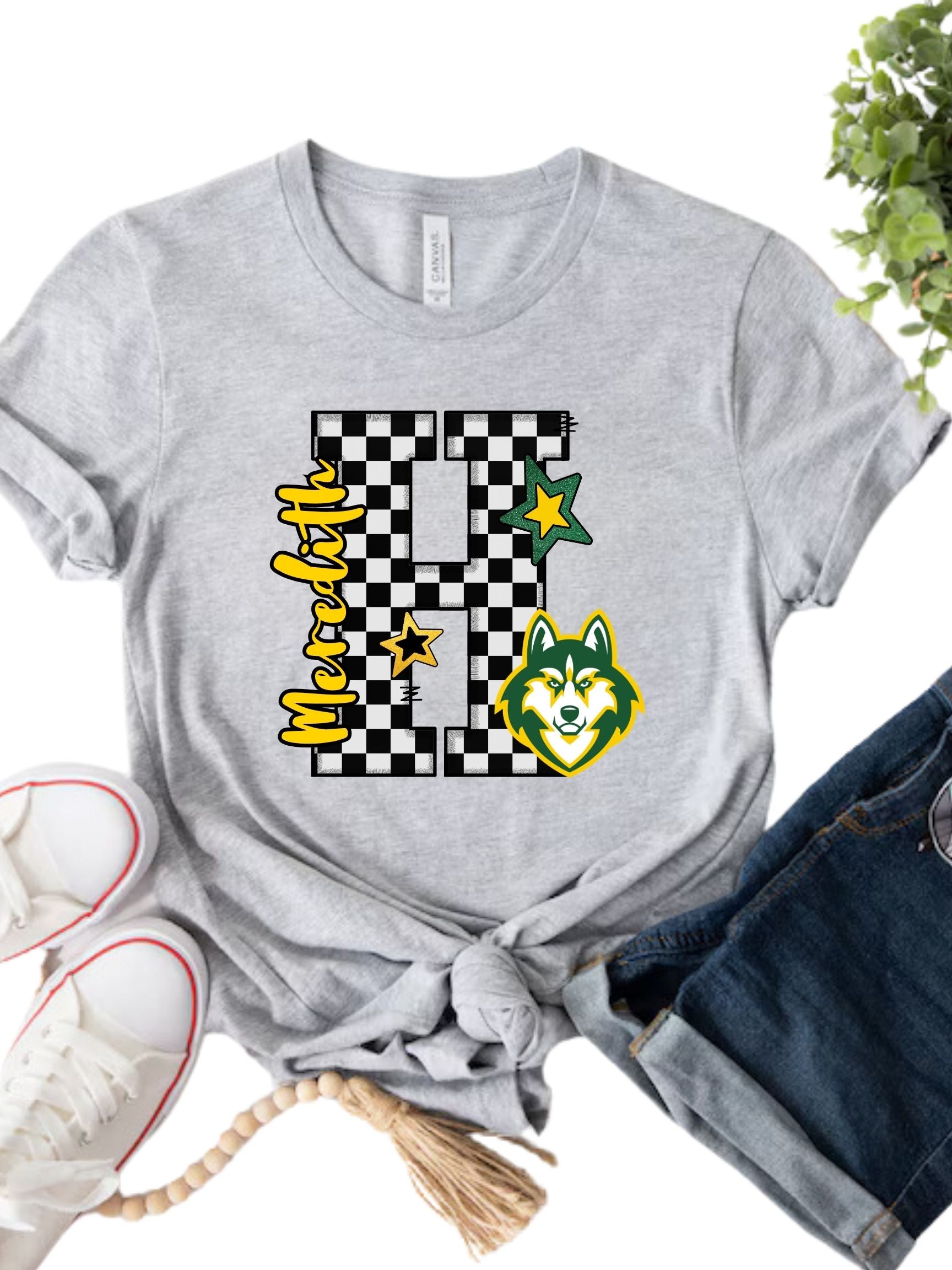 Meredith Huskies Preppy Varsity Letter Unisex Cotton Tee