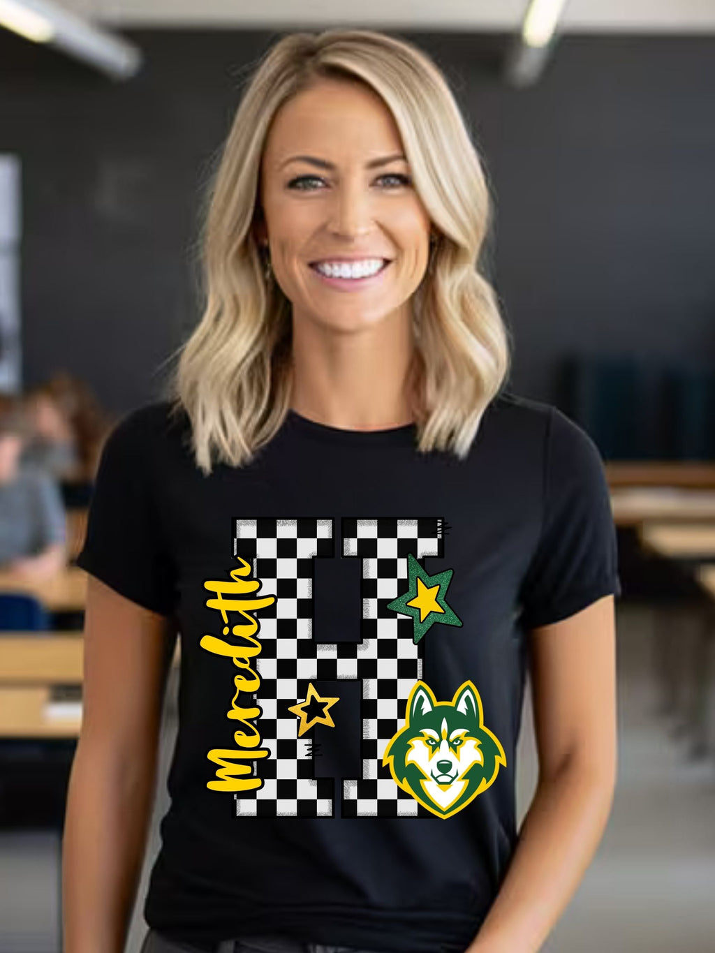 Meredith Huskies Preppy Varsity Letter Unisex Cotton Tee