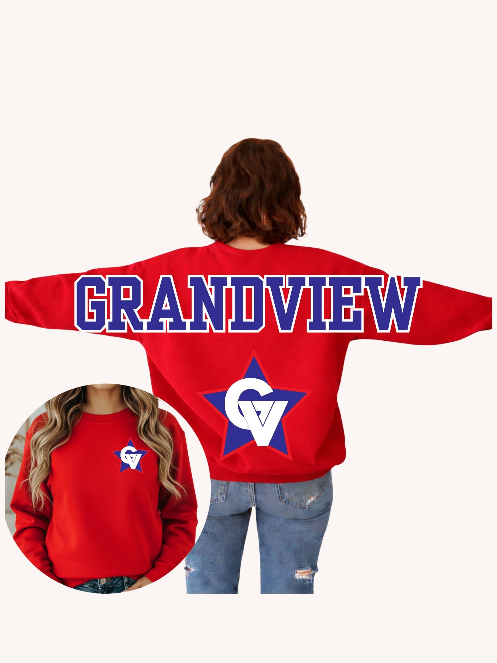 Grandview Little League Large Print Crewneck Sweatshirt