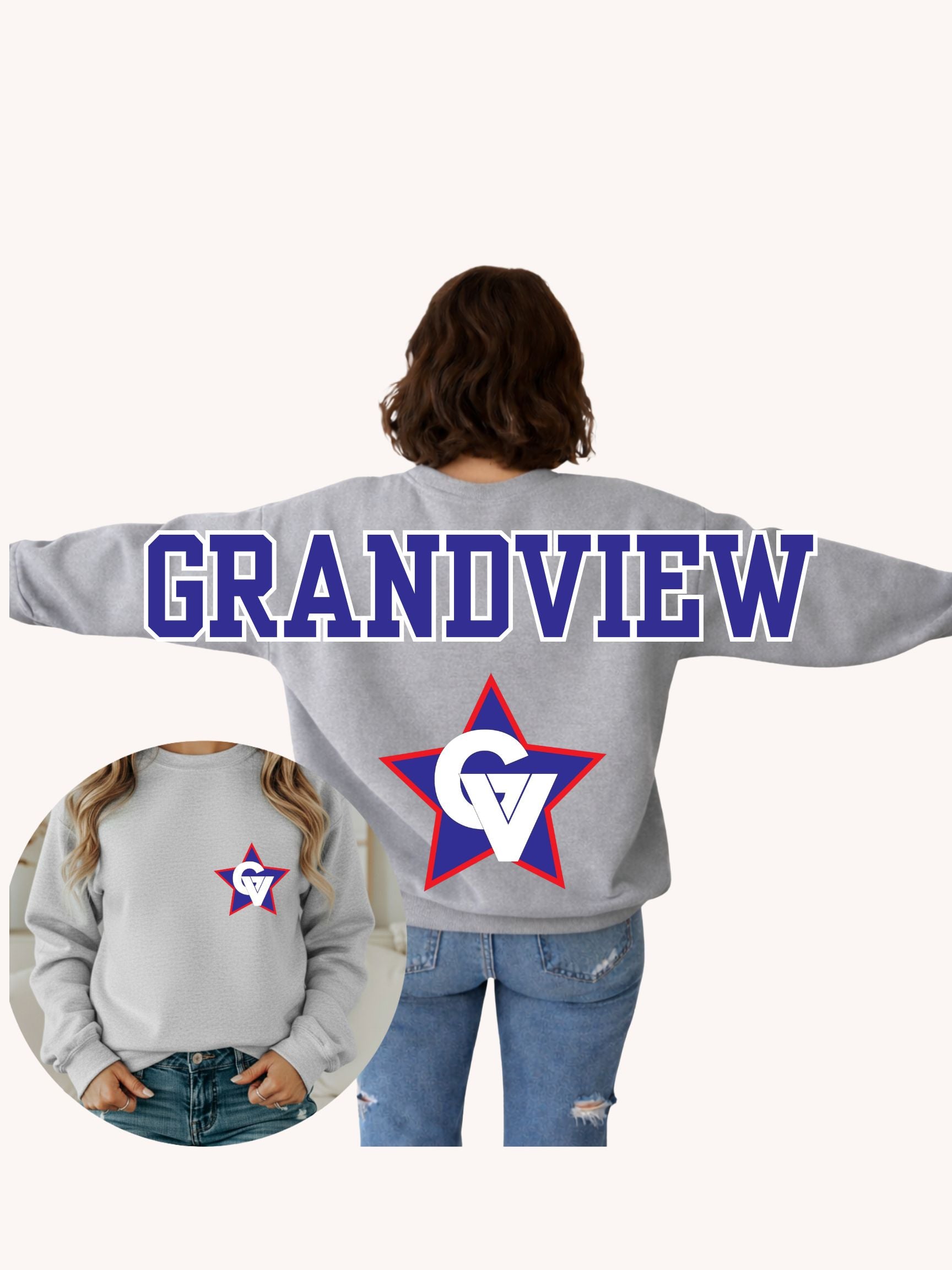 Grandview Little League Large Print Crewneck Sweatshirt