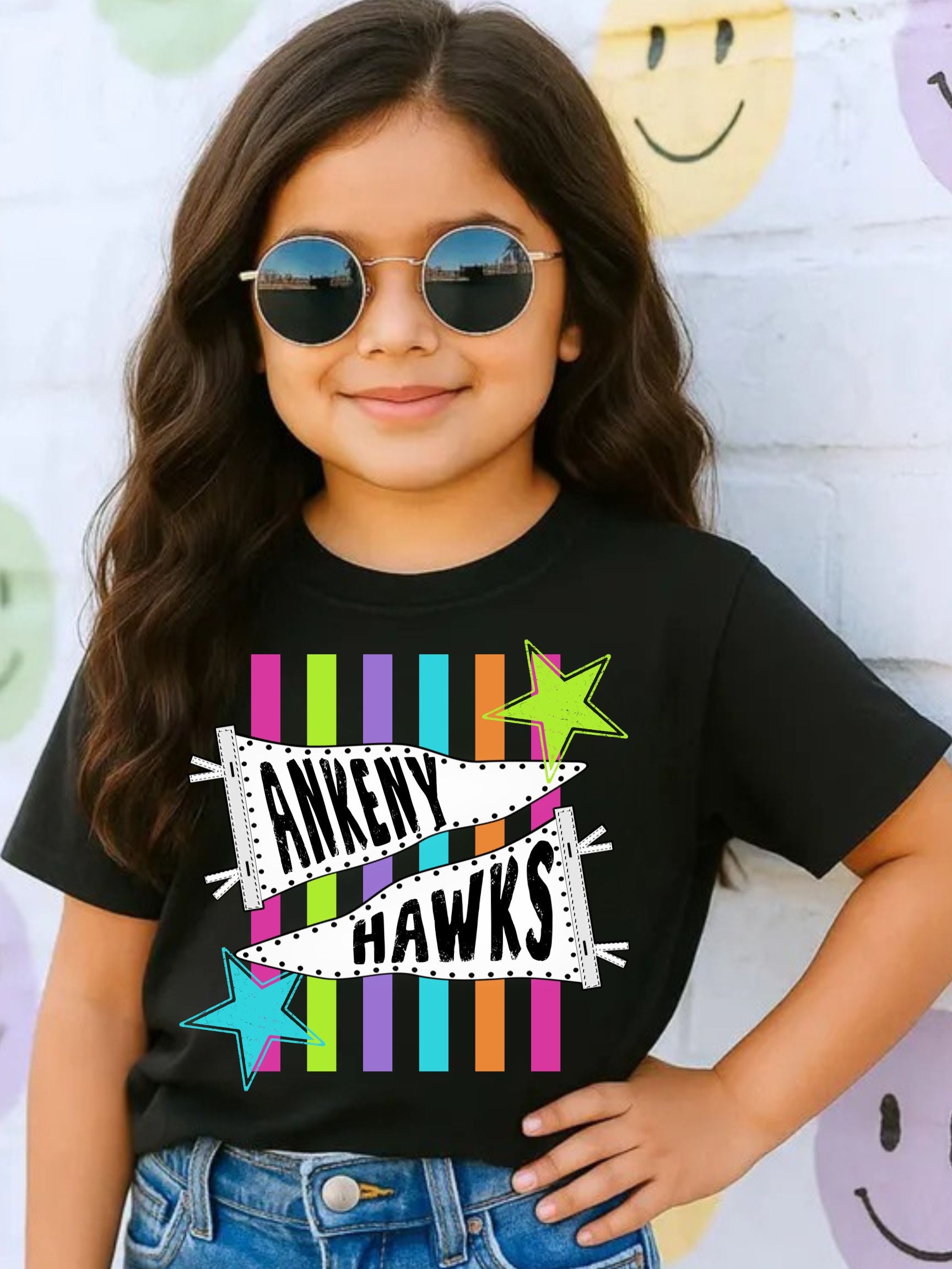 Ankeny Hawks YOUTH Bright Neon School Spirit Tee