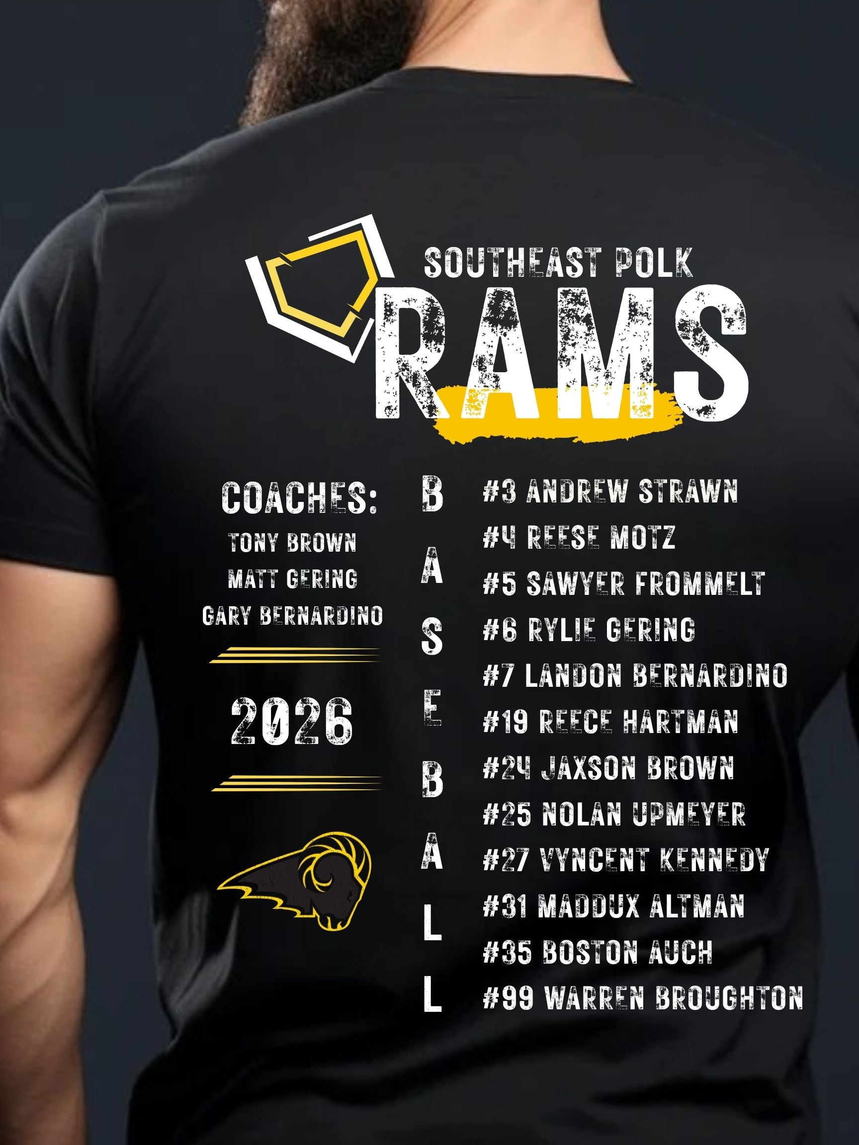 SEP Rams Baseball Club 11u Grey Roster Collage Unisex Cotton Tee